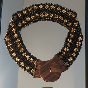 Handcrafted Black and Cream Beaded Belt